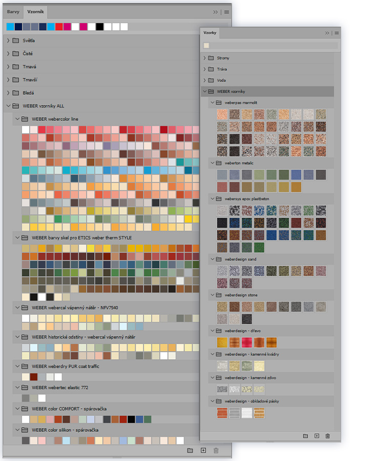 Vzorníky weber pro Adobe PhotoShop
